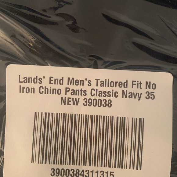 NWT LANDS' END MEN'S TAILORED FIT NO IRON CHINO PANTS CLASSIC NAVY 35 - Picture 6 of 7